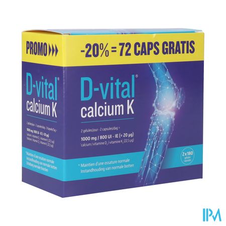 D-vital Calcium K Caps 2x180 Promo