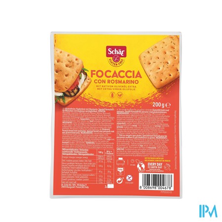 Schar Focaccia Rosmarin S/gluten 200g 6650 Revogan
