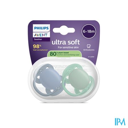 Philips Avent Fopspeen +6m Soft Blauw/groen 2