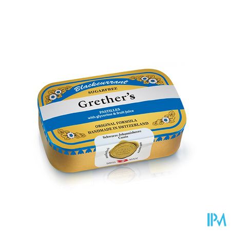 Blackcurrant Grethers Zonder Suiker Past 110g