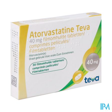 Atorvastatine Teva 40mg Comp Pell 30 Blister