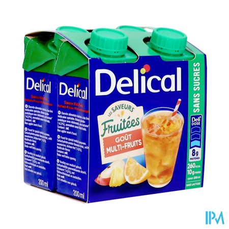 Delical Fruitdrink Multivruchten Z/suikers 4x200ml