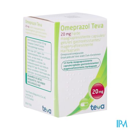 Omeprazol Teva 20mg Caps Maagsapresis Hard Pot 14