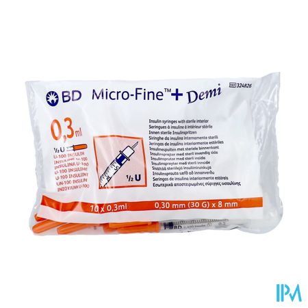 Bd Microfine+ Ins.sp.demi 0,3ml 30g 8mm 100 324826