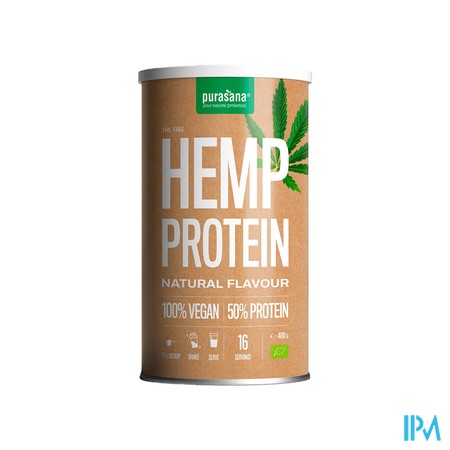 Purasana Vegan Hennep Protein 50% Naturel Bio 400g