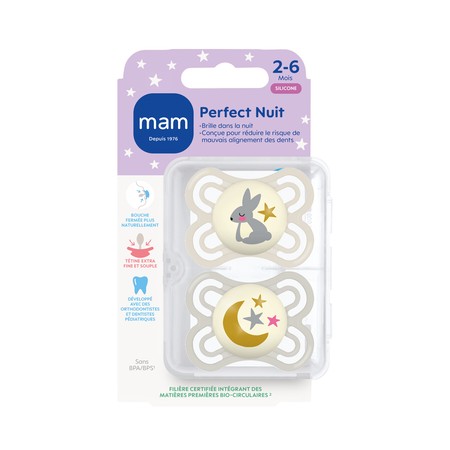 SUCET MAM PERFECT NUIT SIL 2-6M X2