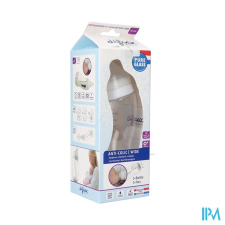 Difrax Biberon-s Wide Verre Blanc 310ml