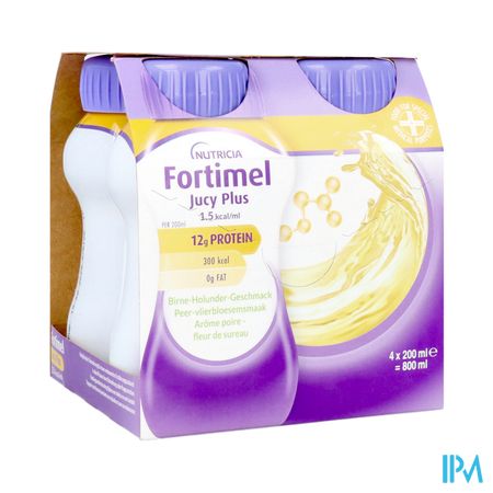 Fortimel Jucy Plus Peer Vlierbloes. 4x200ml 185088
