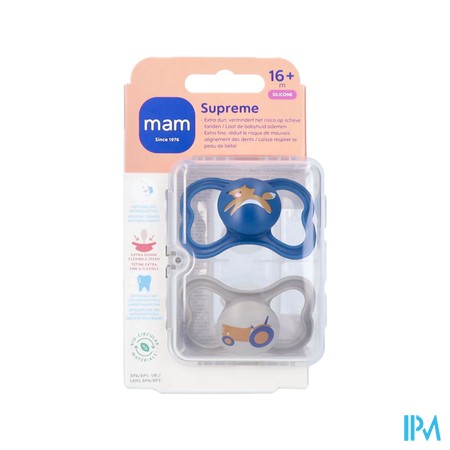 Mam Supreme Fopspeen Silicone Pure 16m+ Blue 2