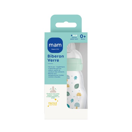 BIB MAM VERRE TETIN DEB1 BLEU170ML