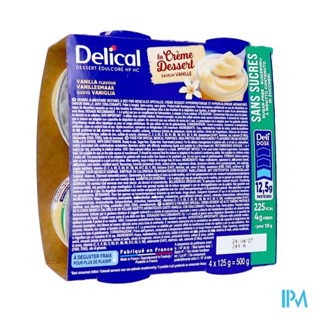 Delical Creme Dessert Z/suiker Vanille 4x125g