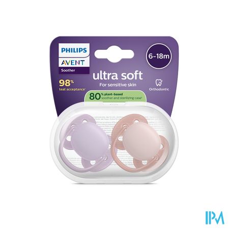 Philips Avent Fopspeen +6m Soft Roze/lila 2