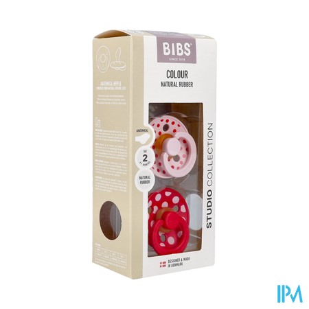 Bibs 2 Fopspeen Anatomic Studio Duo Polka Bl/apple