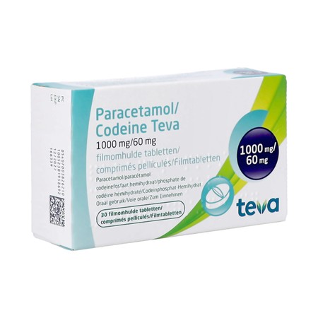 Paracetamol Codeine Teva 1000mg/60mg Comp Pell 30