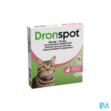 Dronspot 60mg/15mg Spot-on Chat Moyen>2,5-5kg Pip2