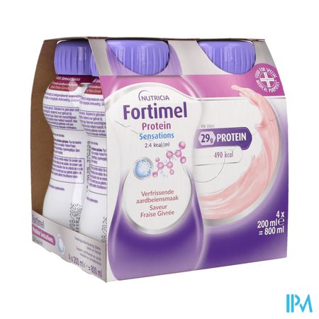 Fortimel Protein 2.4kcal Verfriss Aardbei 4x200ml
