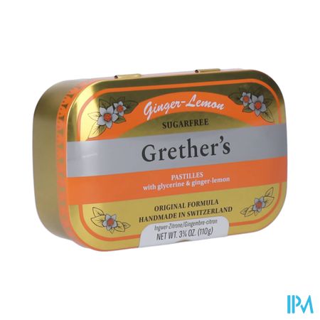 Grether's Suikervrij Pastilles Gember-citroen 110g