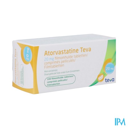 Atorvastatine Teva Pi Pharma 20mg Comp Pell100 Pip