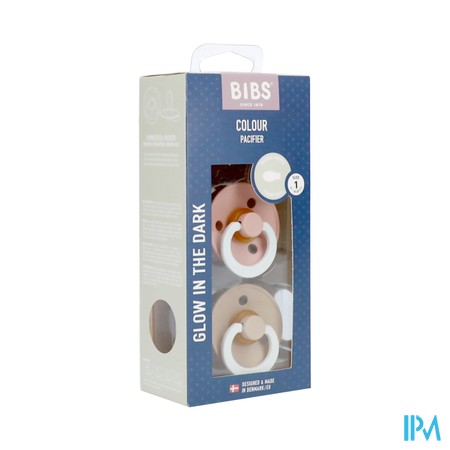 Bibs 1 Fopspeen Symmetric Glow Duo Blush/vanilla