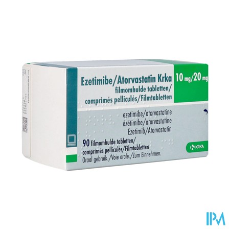 Ezetimibe/atorvastatine Krka 10/20mg Film.tabl 90